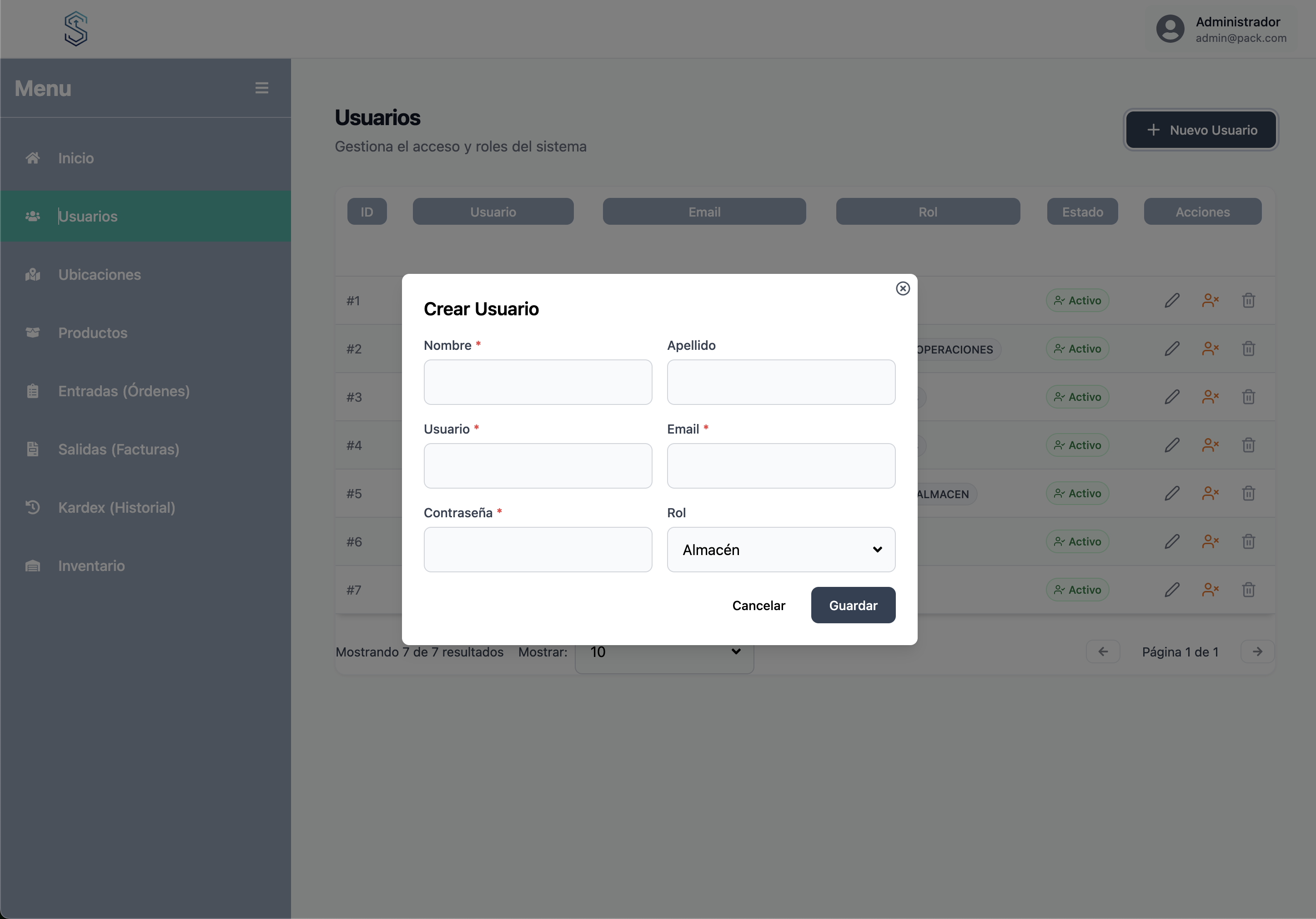 Formulario de Creación
